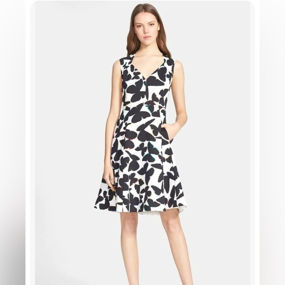 NWT Kate Spade Butterfly Black White Colorful Rainbow Fit & Flare Pocket Dress 6 - Picture 2 of 15